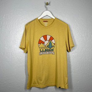 LL Bean Size M Yellow Trusted Guide Graphic T-Shirt Slightly Fitted Short Sleeve